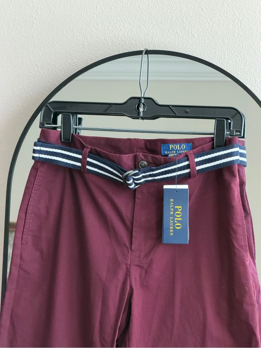 Polo Ralph Lauren Boys Size 18 Burgundy Chino Pants NWT Belted
